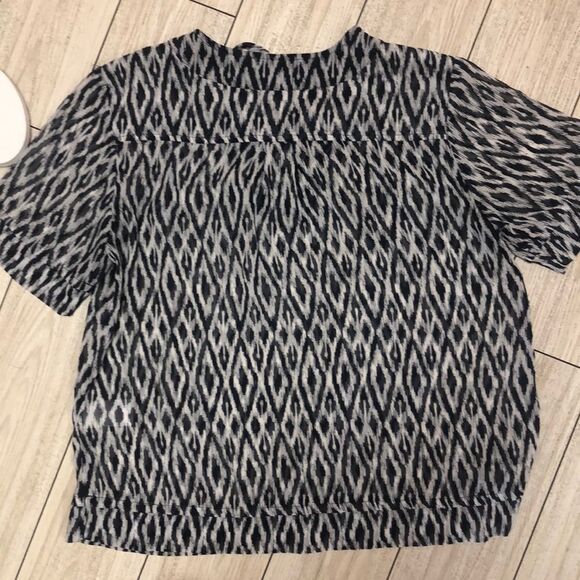 Banana Republic Navy and white chiffon blouse S - Picture 5 of 6